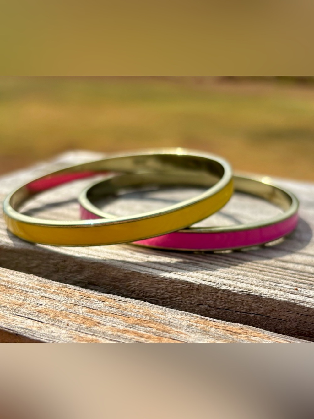 Kate Spade Stackable Yellow and Pink Enamel Bangle Bracelet Set